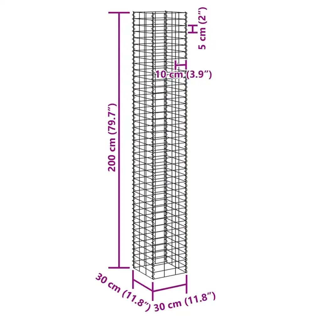 Fioriere Rialzate a Gabbione 3 pz 30x30x200 cm in Ferro 151251