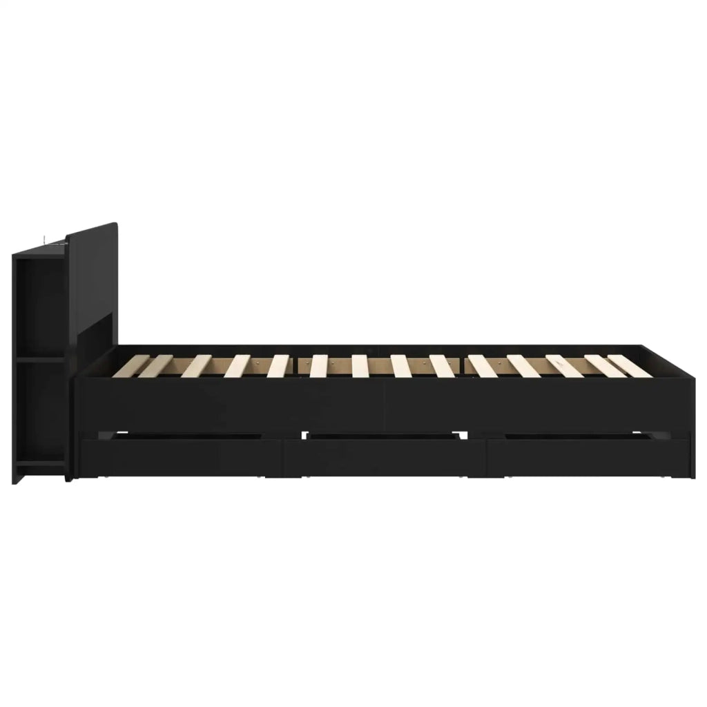 Telaio del letto con storage con testiera Nero 75 x 190 cm 3433906