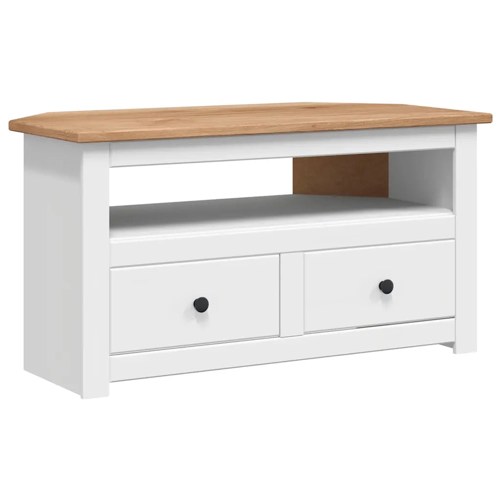 Mobile TV | Armadietto TV | Mobile Porta TV Angolare Bianco 93x49x49cm in Pino Serie Panama