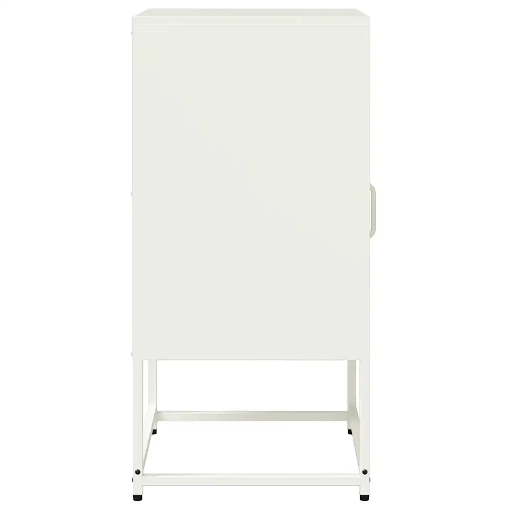 Comodino-Tavolino da notte Bianco 36x39x78 cm in Acciaio Laminato a Freddo