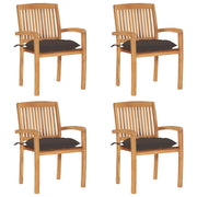 Sedie da Giardino Impilabili 4 pz con Cuscini Massello di Teak cod mxl 13594