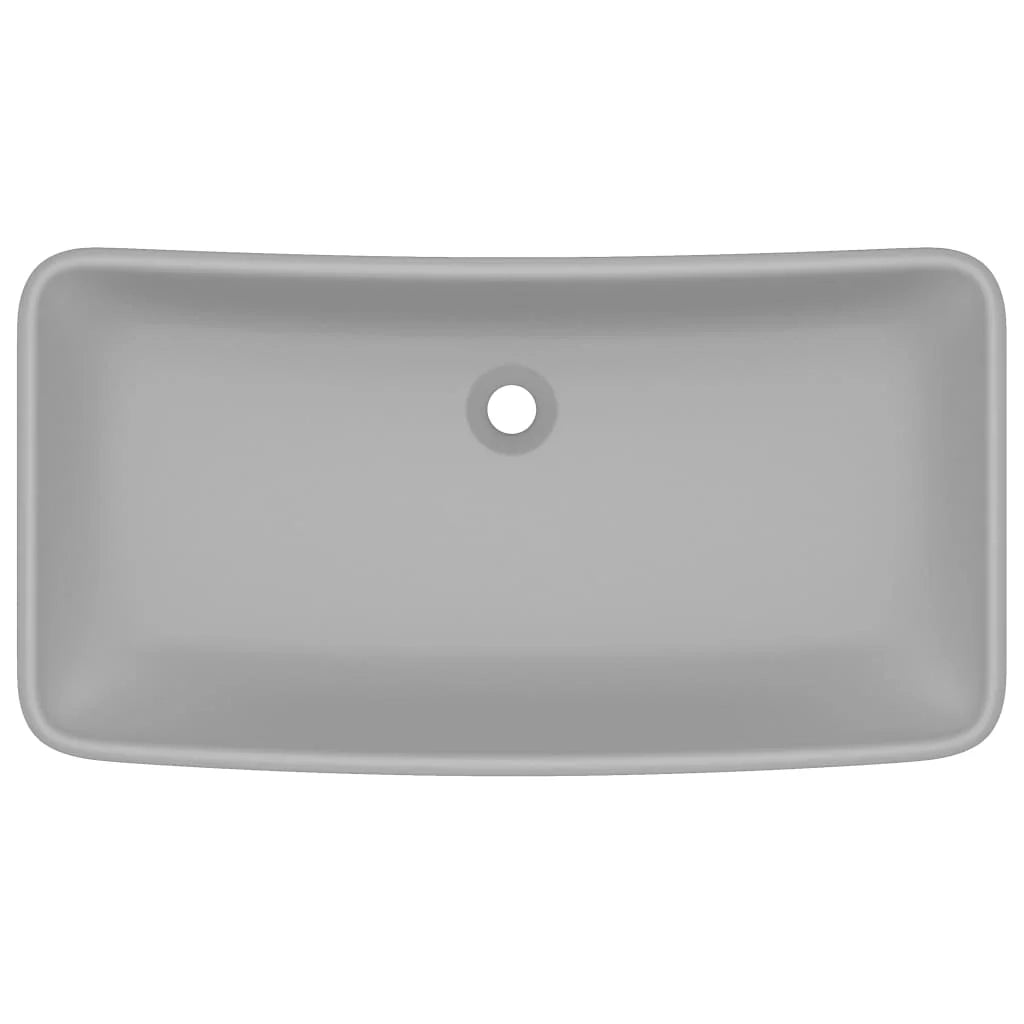 Lavabo da bagno rettangolare di lusso 71 x 38 cm in ceramica grigio chiaro opaco 02_0002702
