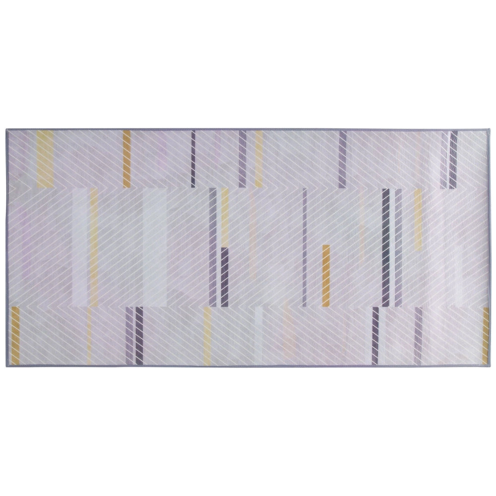 Tappeto grigio poliestere 80 x 150 cm a pelo corto moderno motivo astratto