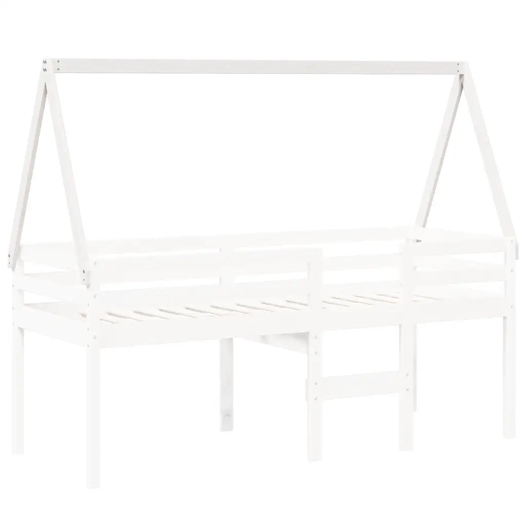 Tetto Letto Bambini Bianco 199x80,5x88 cm Legno Massello Pino