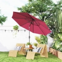Ombrellone da Giardino 3x2.5 m Inclinabile con Palo Smontabile, in Metallo e Poliestere Rosso Scuro