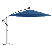 Ombrello | Parasolne a Sbalzo con LED e Palo in Acciaio 300 cm Azzurro