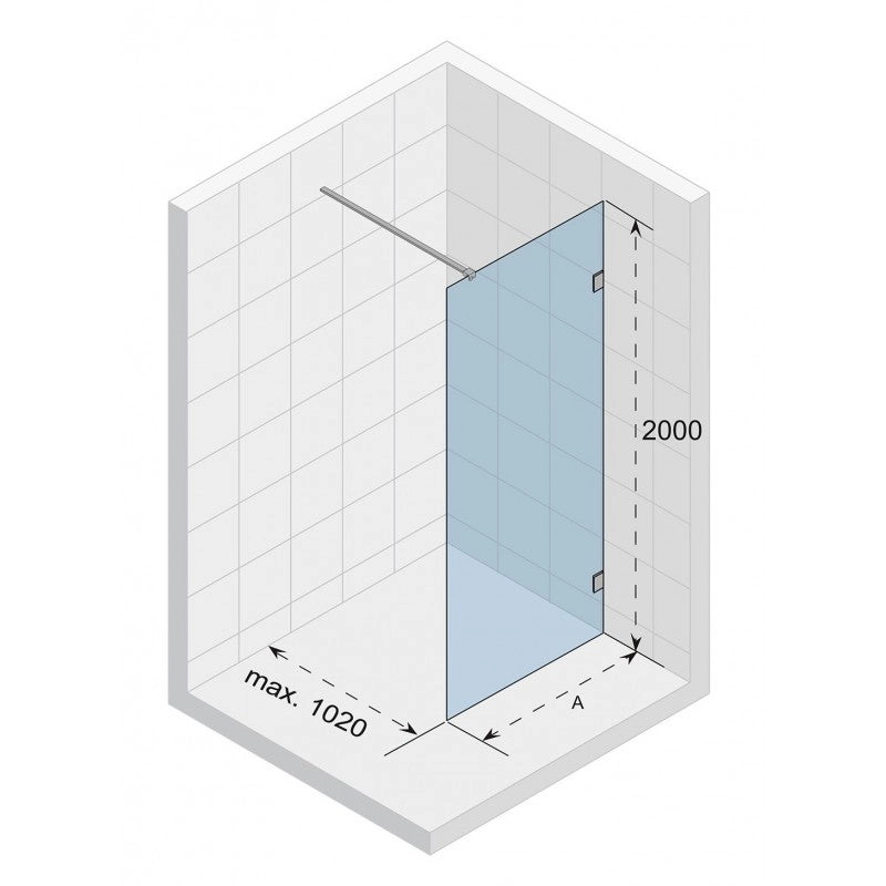 Parete doccia walk-in SCANDIC NXT 400 RIHO 160x200 cm con cerniere nere