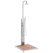 Set doccia con miscelatore da esterno in acciaio inossidabile argento e marrone chiaro con funzione a pioggia stile moderno da giardino