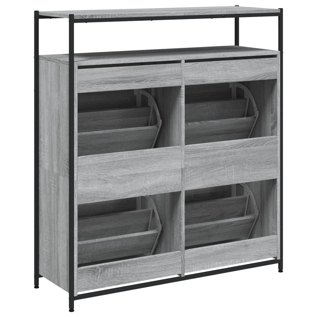 Scarpiera mobile contenitore per scarpe mobile per ingresso/corridoio/soggiorno 4 cassetti a ribalta grigio Sonoma 02_0021388