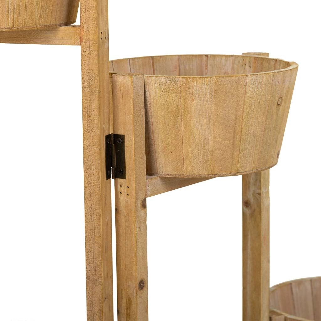 Supporto con 5 cesti in legno marrone 124x20x90,5h
