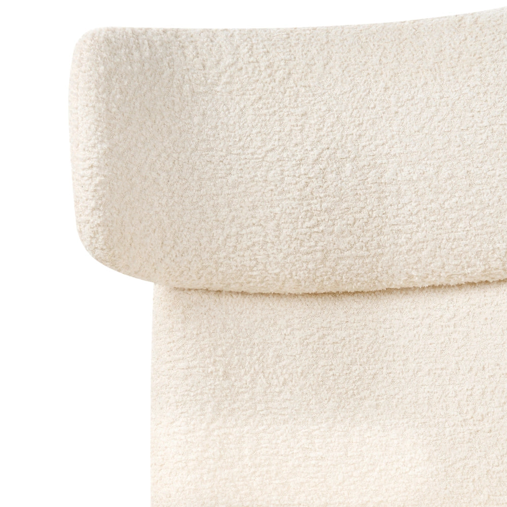 Sedia da ufficio senza braccioli imbottita in tessuto boucle con regolazione dell'altezza del sedile girevole in bianco sporco