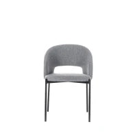 E-STYLO Sedia in tessuto grigio chiaro con gambe in metallo antracite, imbottita, 52cm X 55.5cm H. 78.5cm.