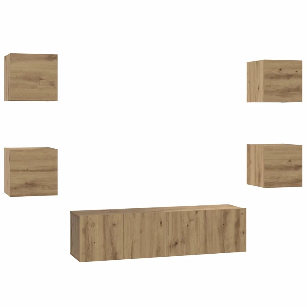 Set mobile TV 6 pcs Rovere artigianale Legno multistrato 3393143