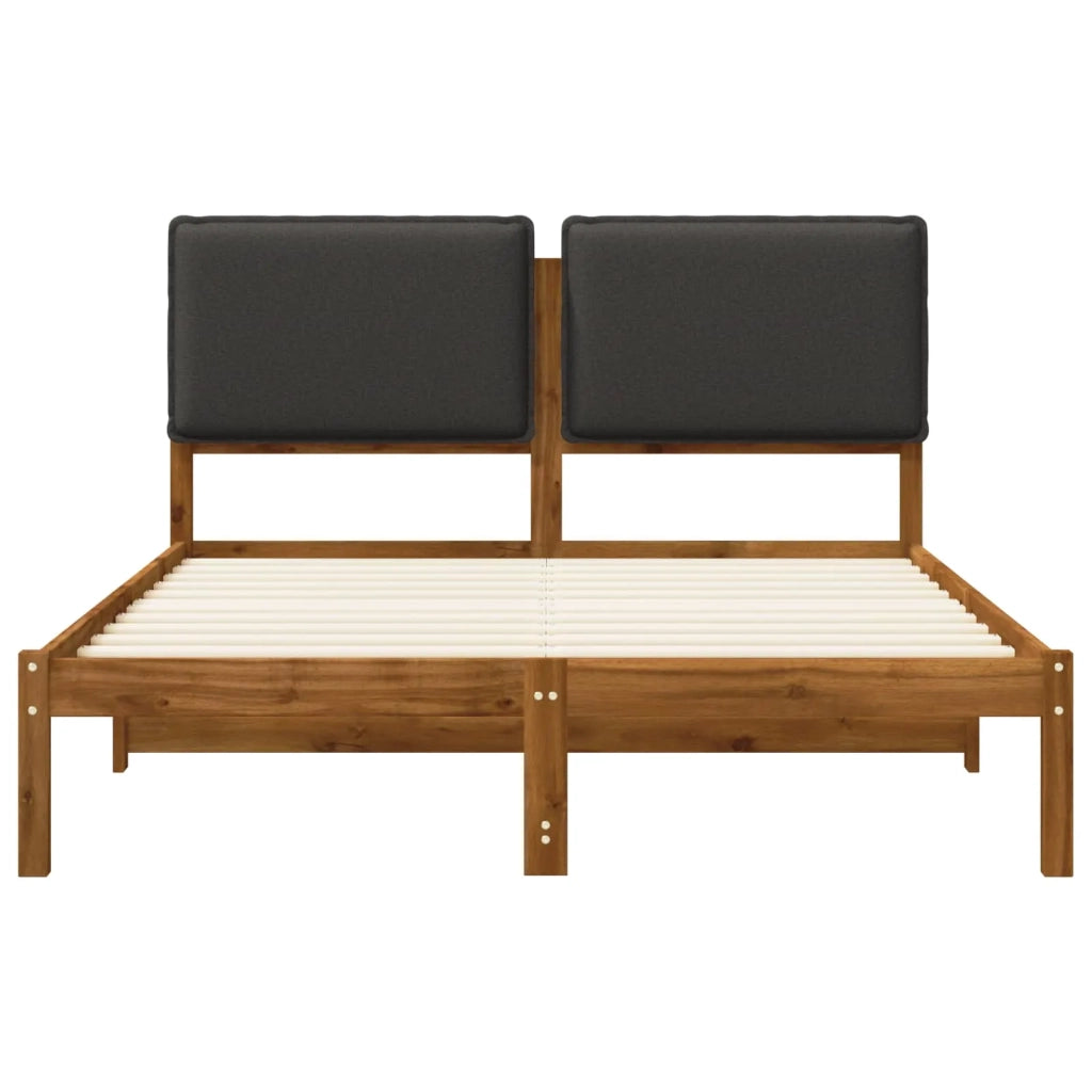 Letto con Testiera Rivestita Naturale e Grigio Scuro 903905