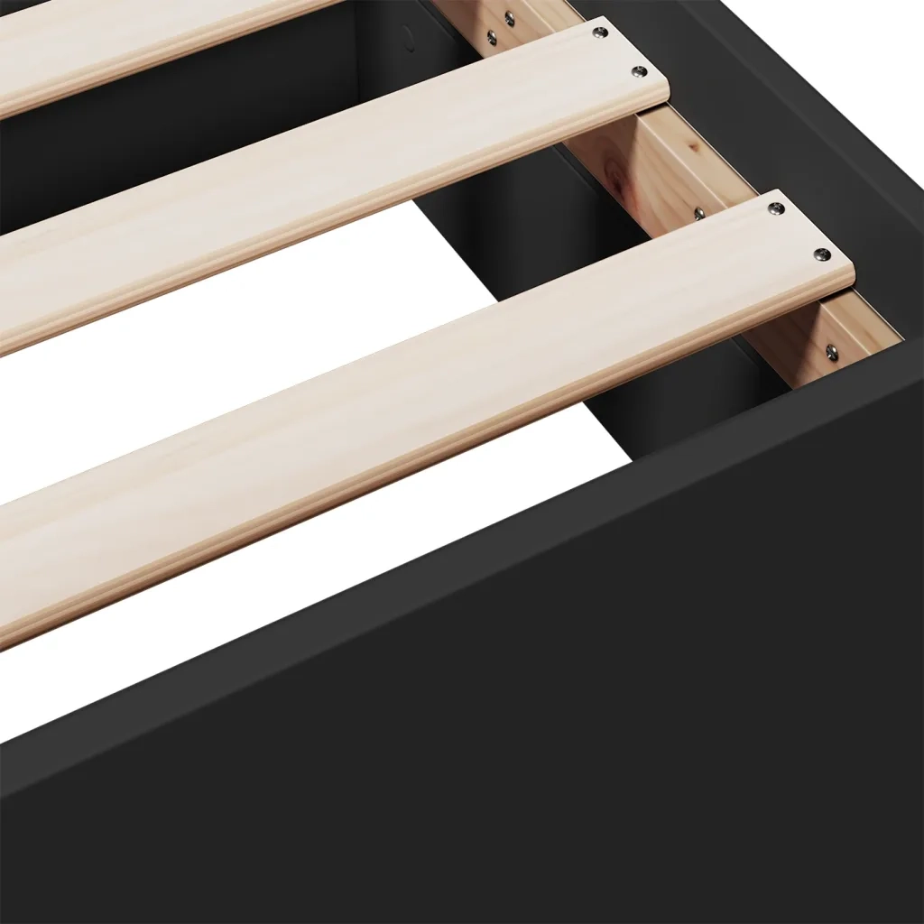 Giroletto con Cassetti Nero 150x200 cm in Legno Multistrato