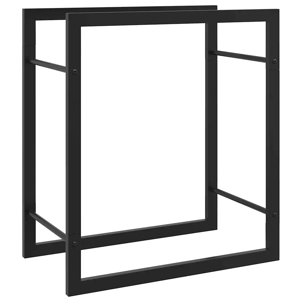 Portalegna-Scaffale per Legna Nero Opaco 50x28x56 cm in Acciaio