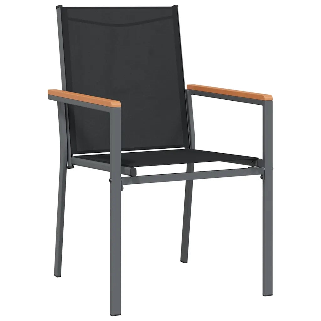Set da Pranzo da Giardino 7 pz Nero in Textilene e Acciaio 3187038