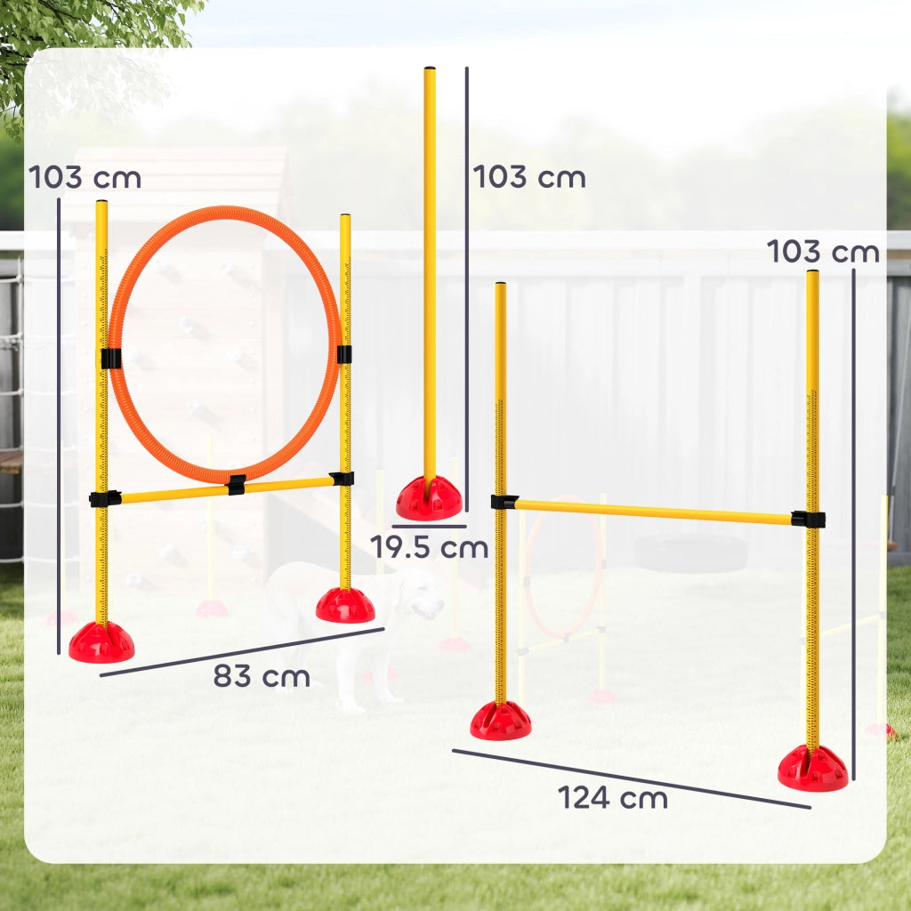 Set Agility per Cani 3 Pezzi ¨C Xylo ¨C Ostacoli con Pali Slalom Riempibili