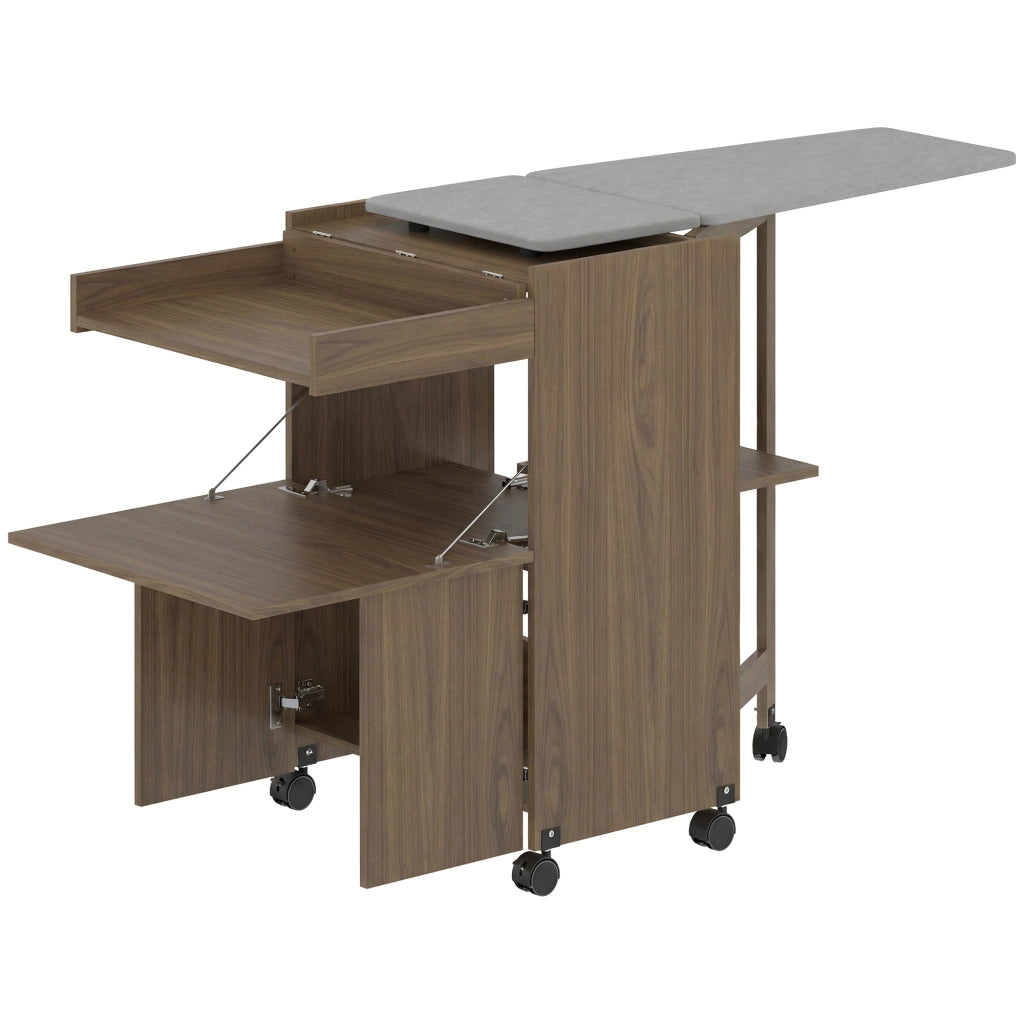 Mobile Asse da Stiro Pieghevole con Vano Aperto ¨C zephmum ¨C Marrone 154x55x87