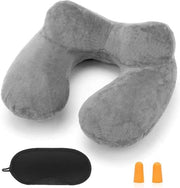 Nekcuscino Cuscino di viaggio Inflabili cuscino compattibile Cuscino per il collo con supporto ergonomico con fodera morbida e lavabile per campeggio, viaggi, aereo, treno, auto, ufficio