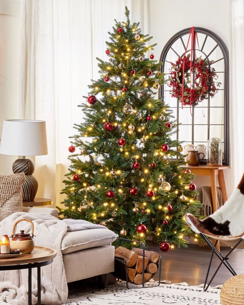 Albero di natale artificiale verde sintetico 210 cm rami innevati led  con lucine