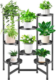 Stand per piante in metallo per interni ed esterni - 8 strati neri - terrazza giardino balcone soggiorno