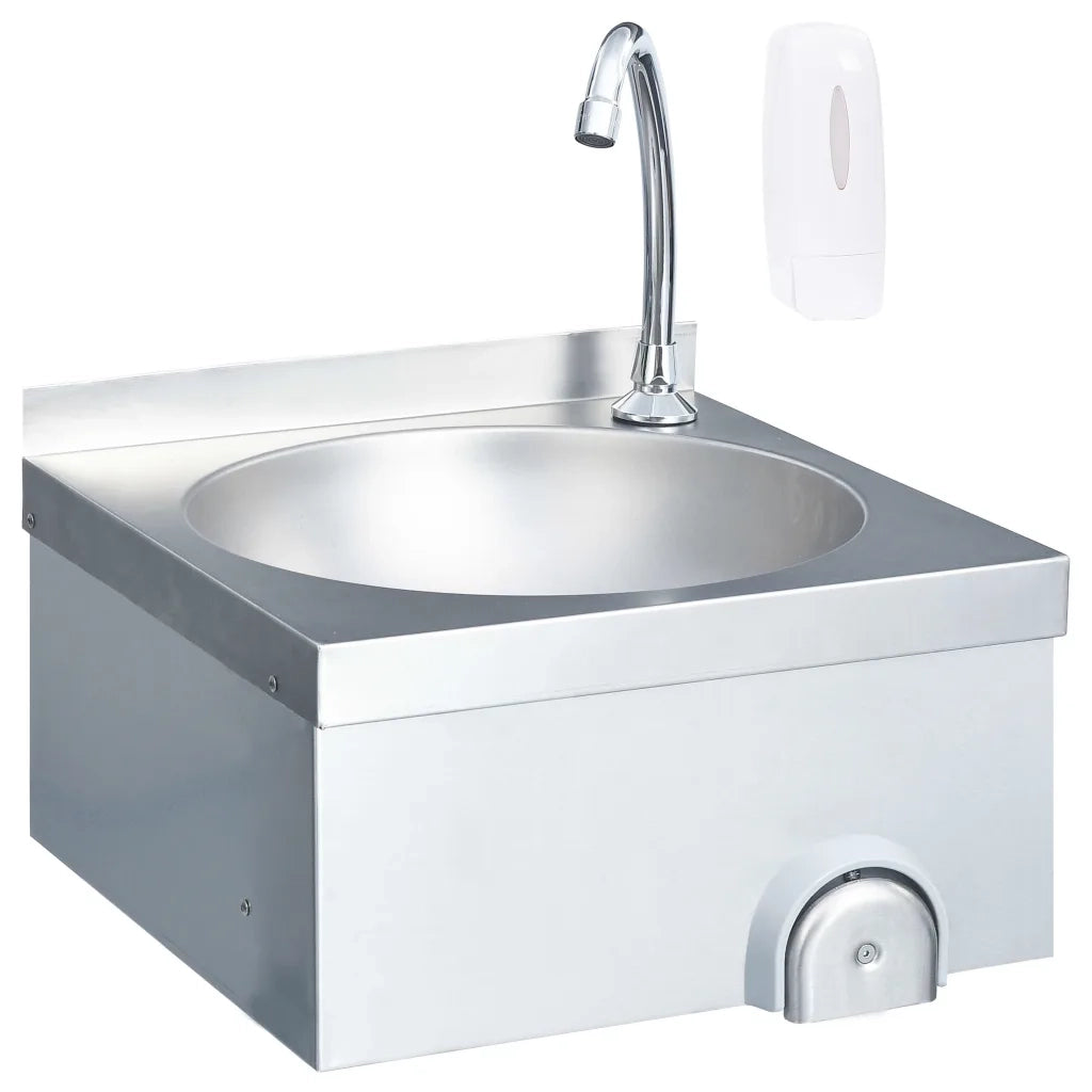 Lavandino con Rubinetto e Dispenser Sapone in Acciaio Inox 51113