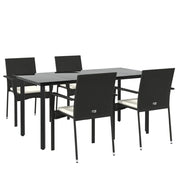 Set da pranzo da giardino in vimini di resina nera da 5 pezzi e cuscini 02_0014886