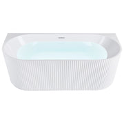 Vasca da bagno da parete ovale in acrilico bianco opaco 170 x 80 cm Finitura scanalata Bagno in stile moderno