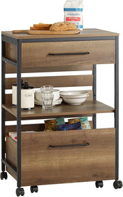 Carrello da cucina con cassa contenitore rimovibile, carrello su ruote/serving cart/bar cart stile vintage, LxAxP ca. 60×90×45 cm FKW118-PF