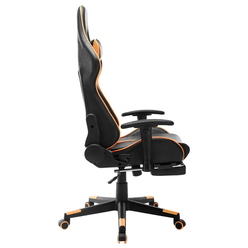 Sedia da Gaming | Sedia da e-sports con Poggiapiedi Nera e Arancione in Similpelle