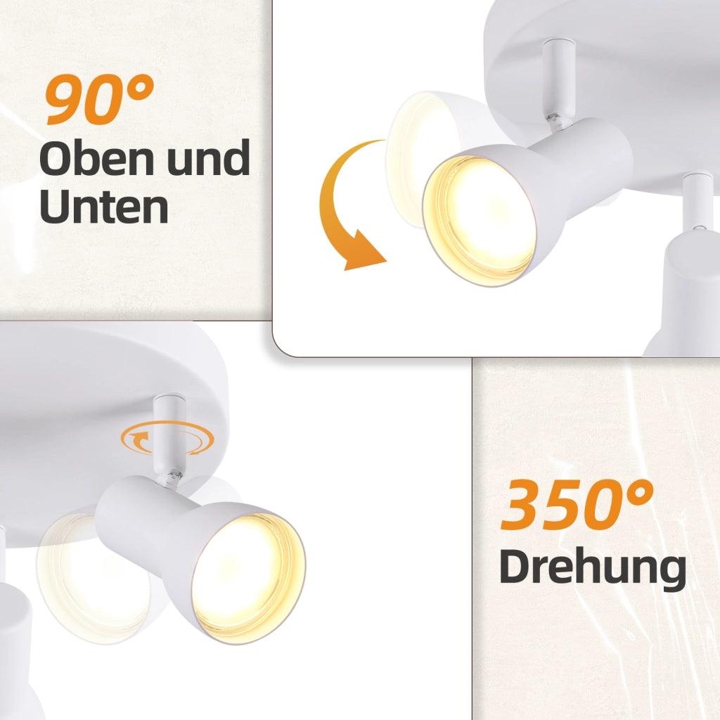 ZMH Faretto da soffitto bianchi 3 luci GU10 metallo design moderno girevoli senza lampadina