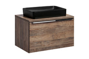 Set mobili bagno 80 cm con piano e lavabo da appoggio Slim Santa Fe Oak 80 x 1401 x 46 cm