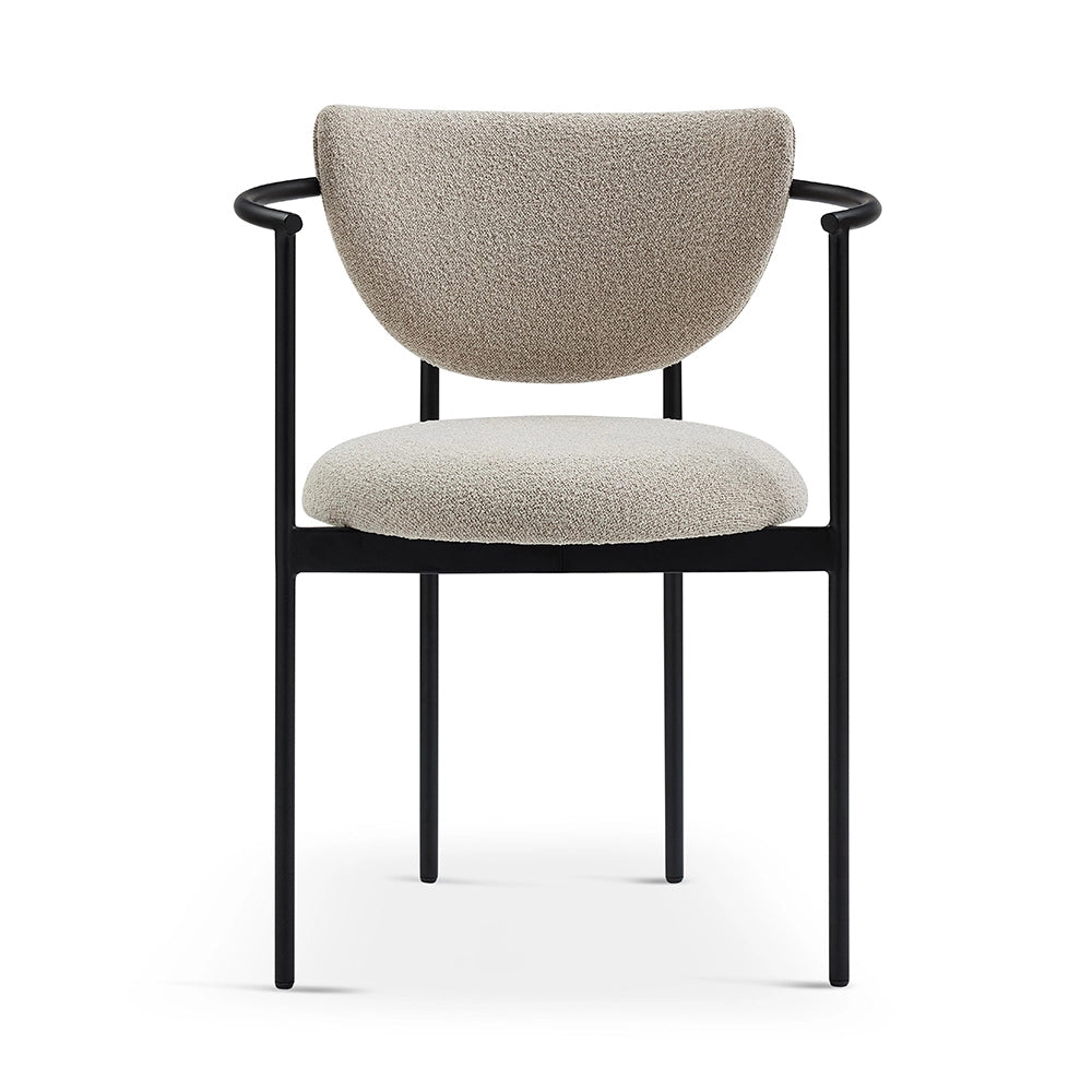 Sedia da pranzo Lunar con braccioli - Xylo - 54x47x76 cm - Kaki - Struttura in metallo nero, confort ergonomico