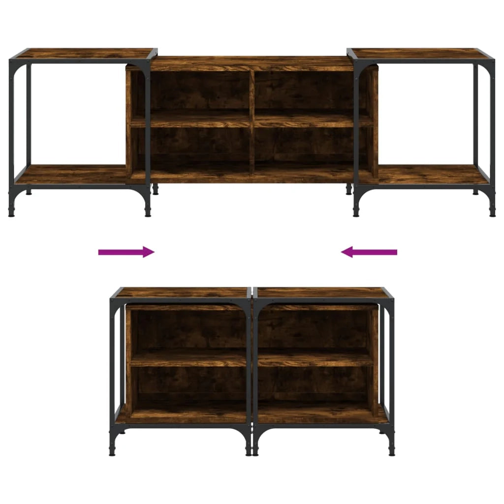 Mobile TV multimediale scaffale TV credenza mobile TV sala da pranzo soggiorno camera da letto rovere affumicato 153 x 37 x 50 cm legno ingegnerizzato marrone 02_0027346