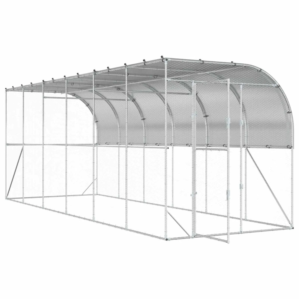Gabbia per Polli Contro il Muro Argento 600 x 150 x 215 cm 3434737