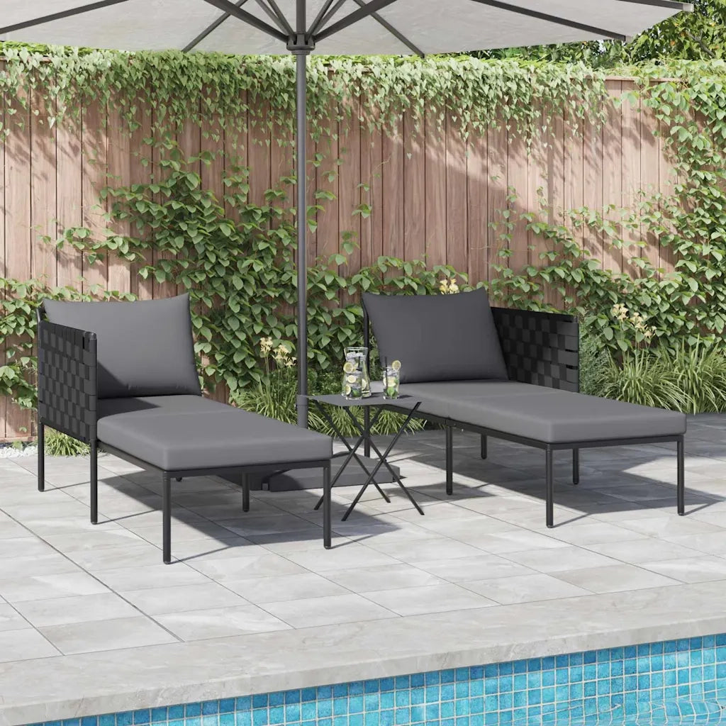 Lettino da Sole con cuscino Antracite 153 x 115 x 69.5 cm 42004135