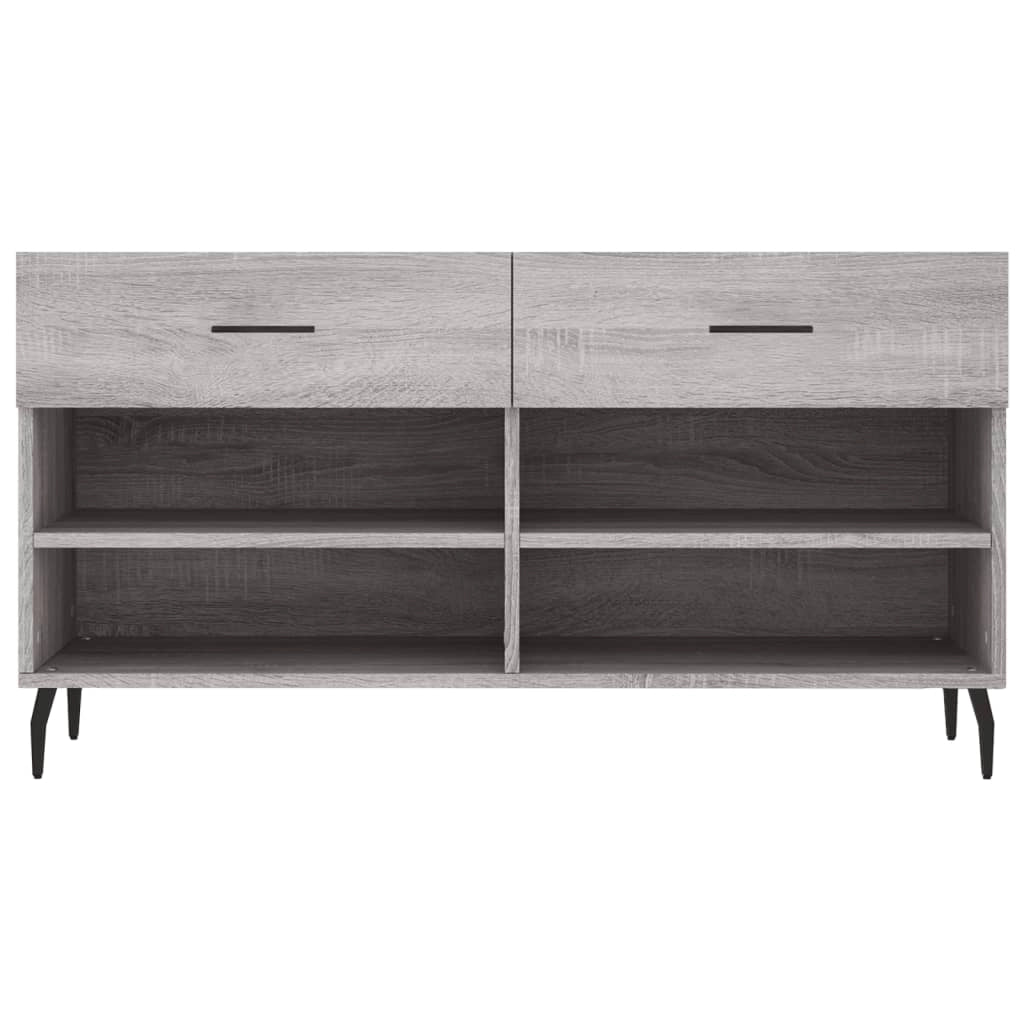 Panca portascarpe mobiletto porta-stivali cassettiera mensola mobile da ingresso rovere Sonoma 102 x 35 x 55 cm legno ingegnerizzato grigio 02_0023006