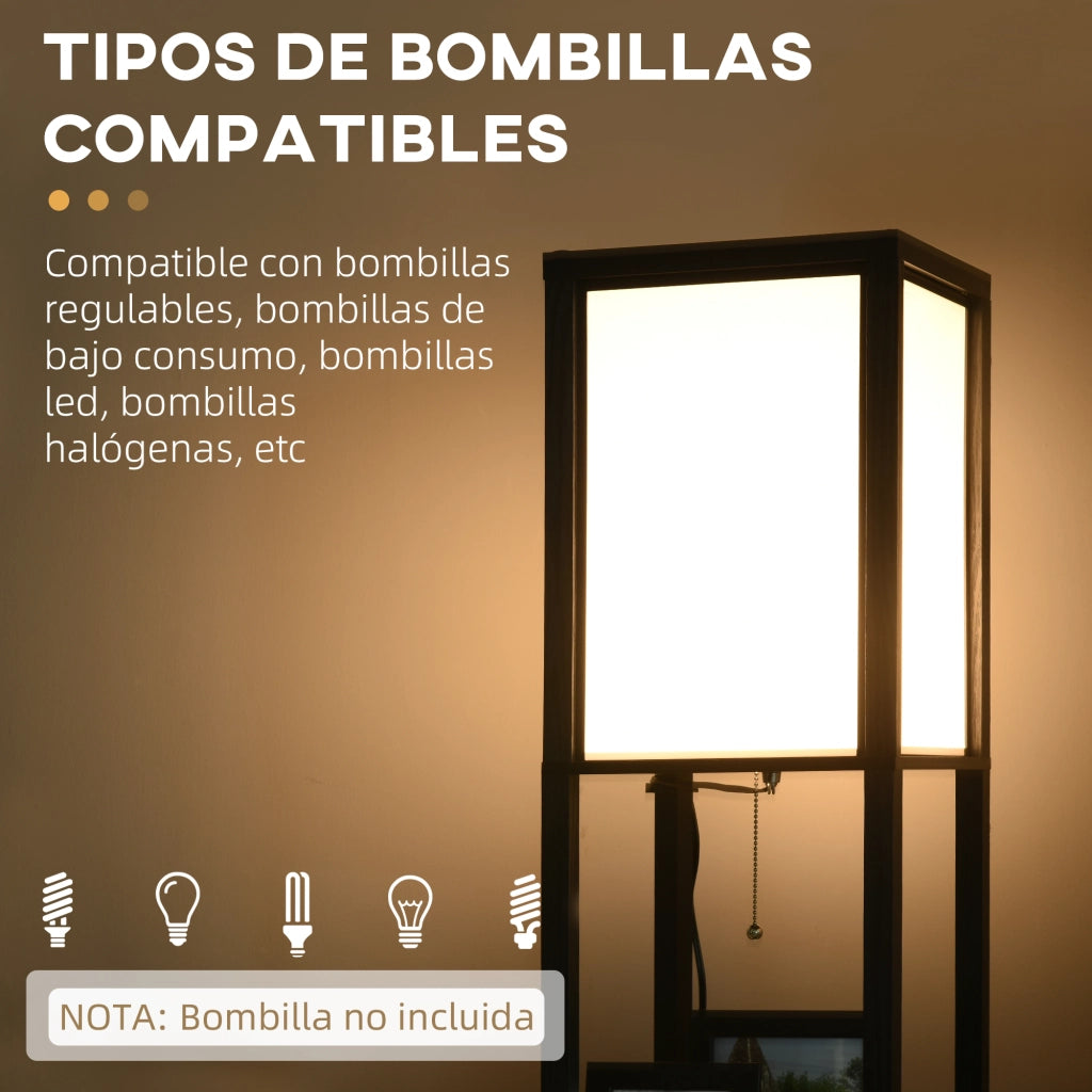 Lampada da terra con mensola ¨C Zephmum ¨C Nero e Bianco 26x26x156 cm