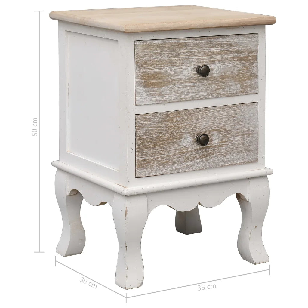 Set di 2 Comodini | Armadio da Notte | Mobiletto da notte 35x30x50 cm in Legno di Paulownia