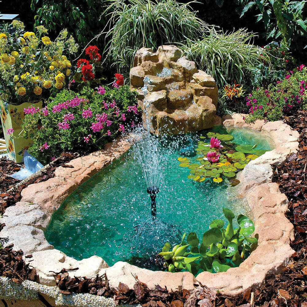 Laghetto con Cascata Artificiale Roccia da Giardino 265x145 cm in Vetroresina con Pompa