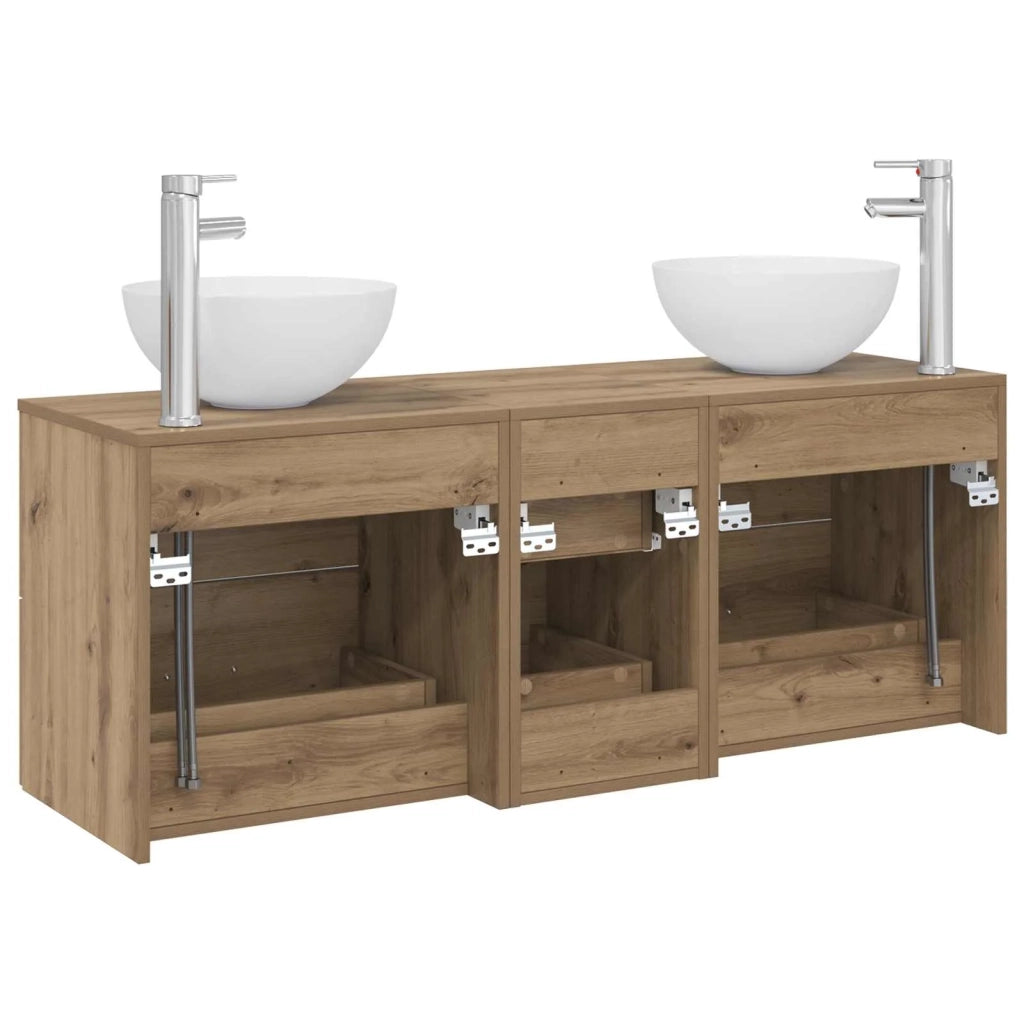 Set di Armadi da Bagno 3 pz Rovere Artigianale 3405802