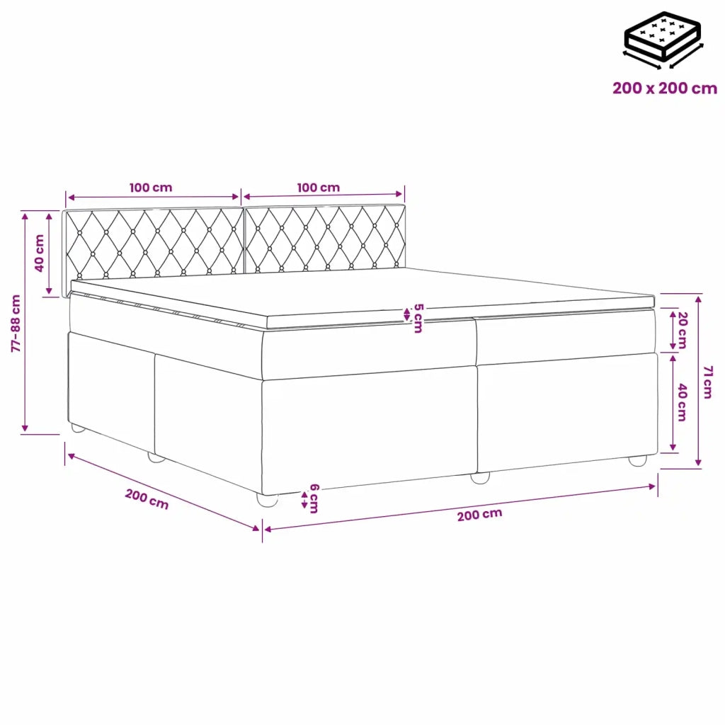 Letto box spring con materasso Rosa 200 x 200 cm Velluto 3451744