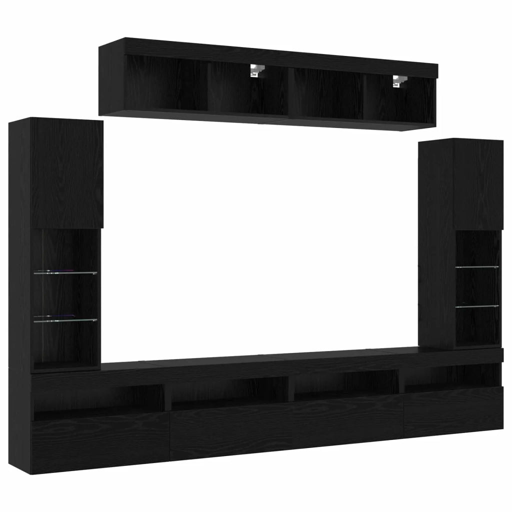 Set mobile TV 6 pcs Rovere nero Legno multistrato 3334382