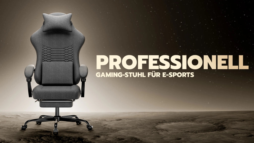 SEDIA GAMING Ergonomica in tessuto grigio scuro con poggiapiedi