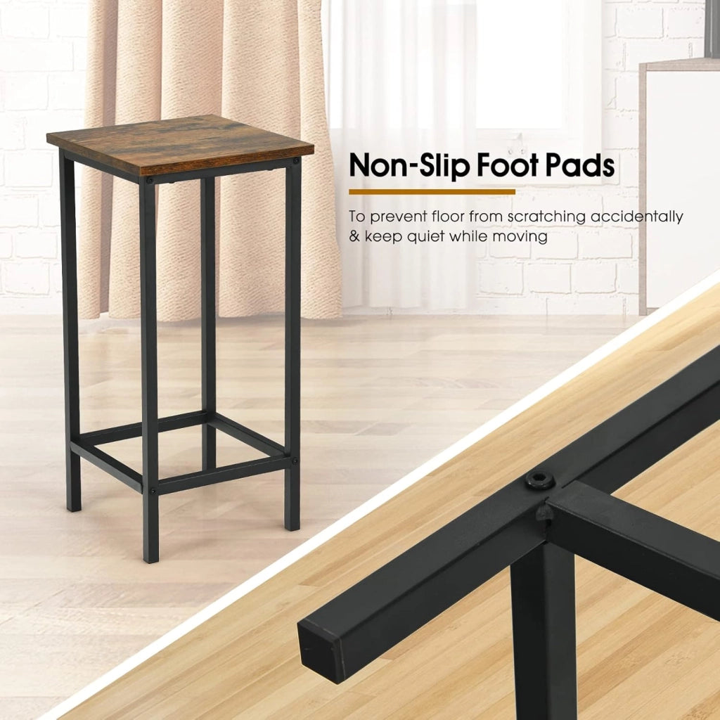 Set 4 Sgabelli da Bar Industriali, Altezza Seduta 62 cm, Legno & Ferro con Poggiapiedi, Ideali per Cucina Soggiorno Caffè Bistrot, Portata di 150KG, 30x30x62cm