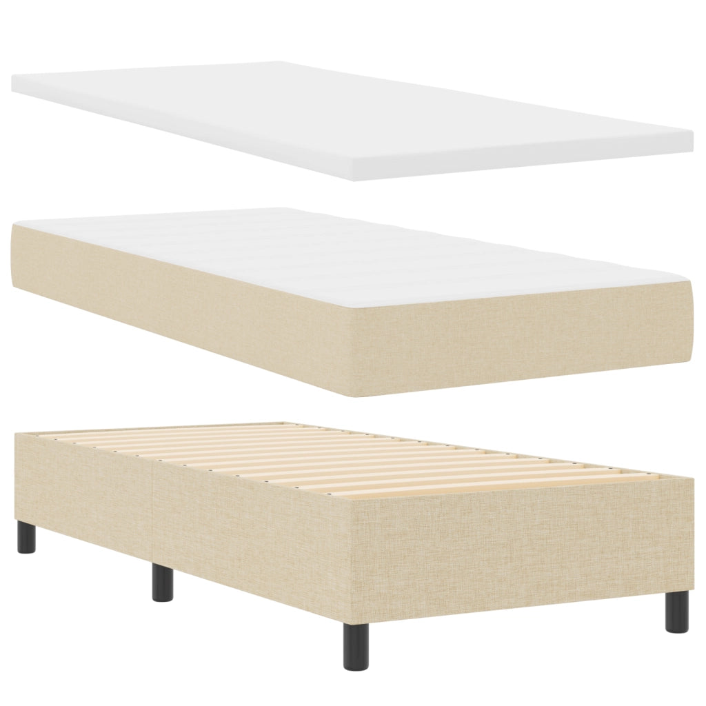 Letto a Molle con Materasso Beige Singolo Tessuto