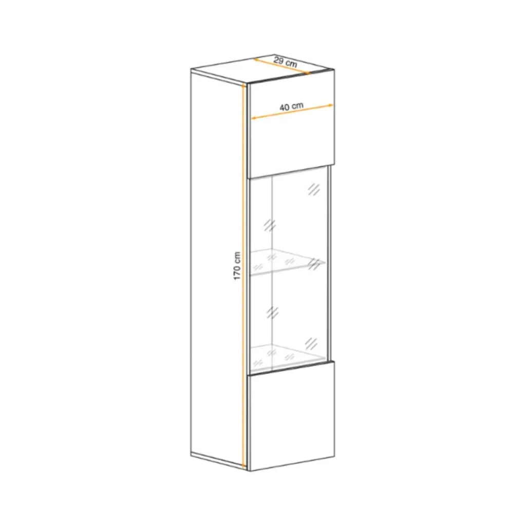 Vetrina FLY cachemire con LED – 1 porta parzialmente vetrata