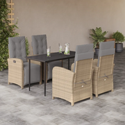 Set da Pranzo da Giardino 5 pz con Cuscini Beige in Polyrattan 3212586