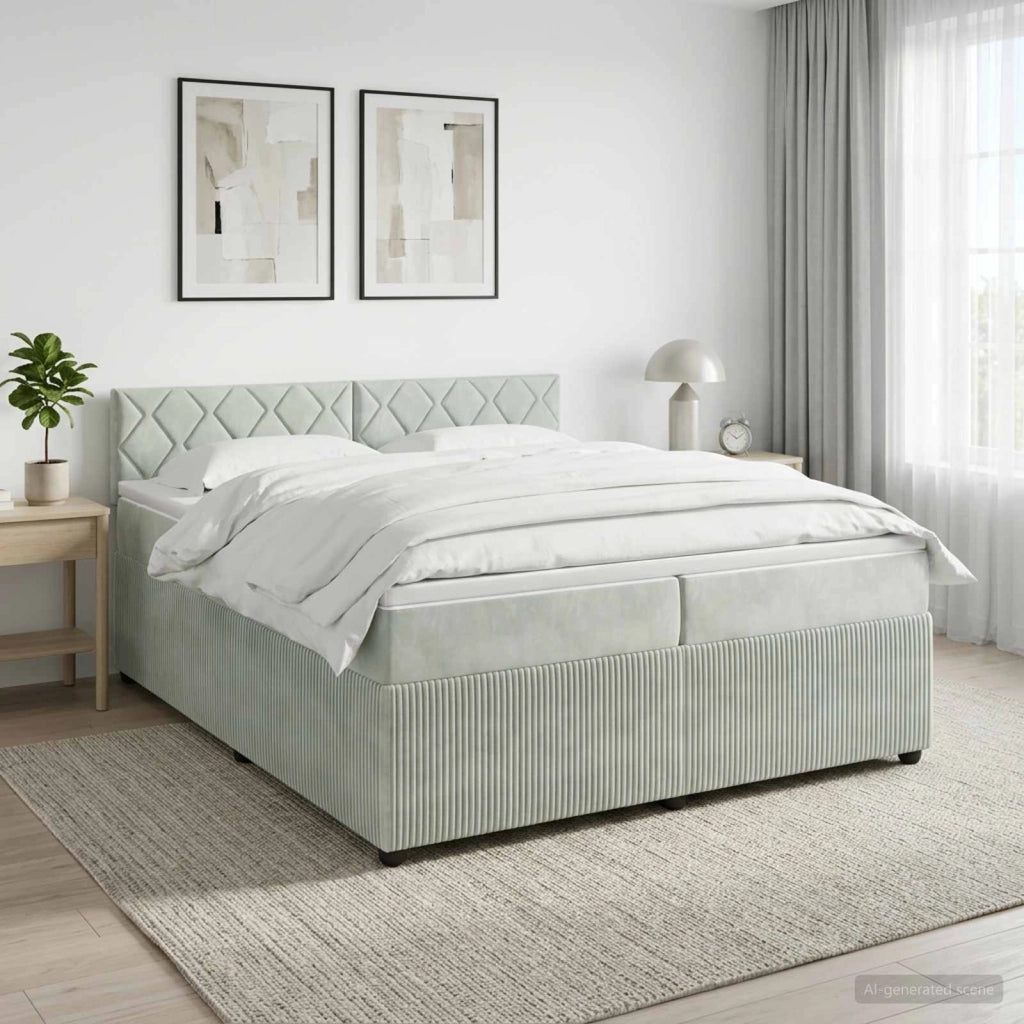 Letto box spring con materasso Grigio Chiaro 200 x 200 cm 3451751